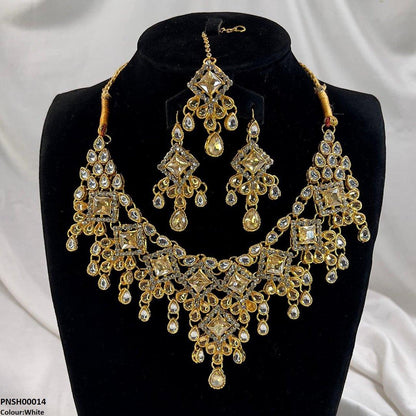 PNSH00014 FRN Sqyare/Tear Drop Necklace Set - PNSH