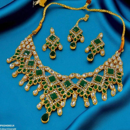 PNSH00014 FRN Sqyare/Tear Drop Necklace Set - PNSH