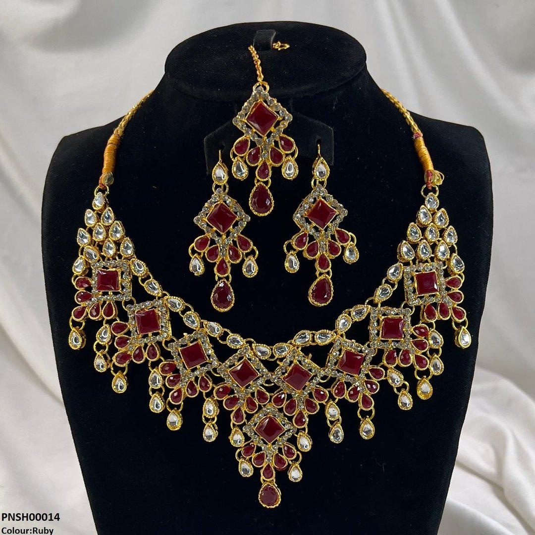 PNSH00014 FRN Sqyare/Tear Drop Necklace Set - PNSH