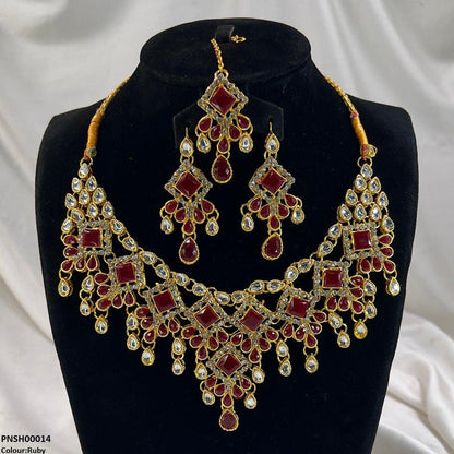 PNSH00014 FRN Sqyare/Tear Drop Necklace Set - PNSH