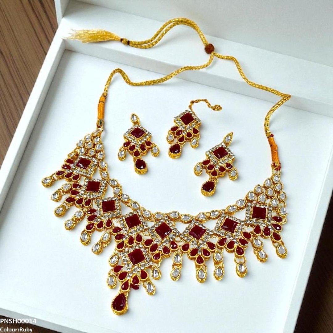 PNSH00014 FRN Sqyare/Tear Drop Necklace Set - PNSH