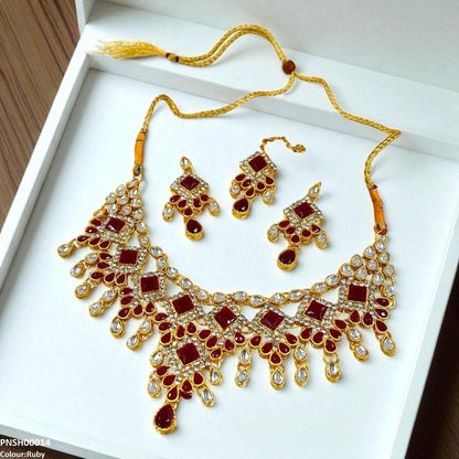 PNSH00014 FRN Sqyare/Tear Drop Necklace Set - PNSH