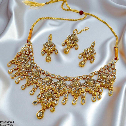 PNSH00014 FRN Sqyare/Tear Drop Necklace Set - PNSH