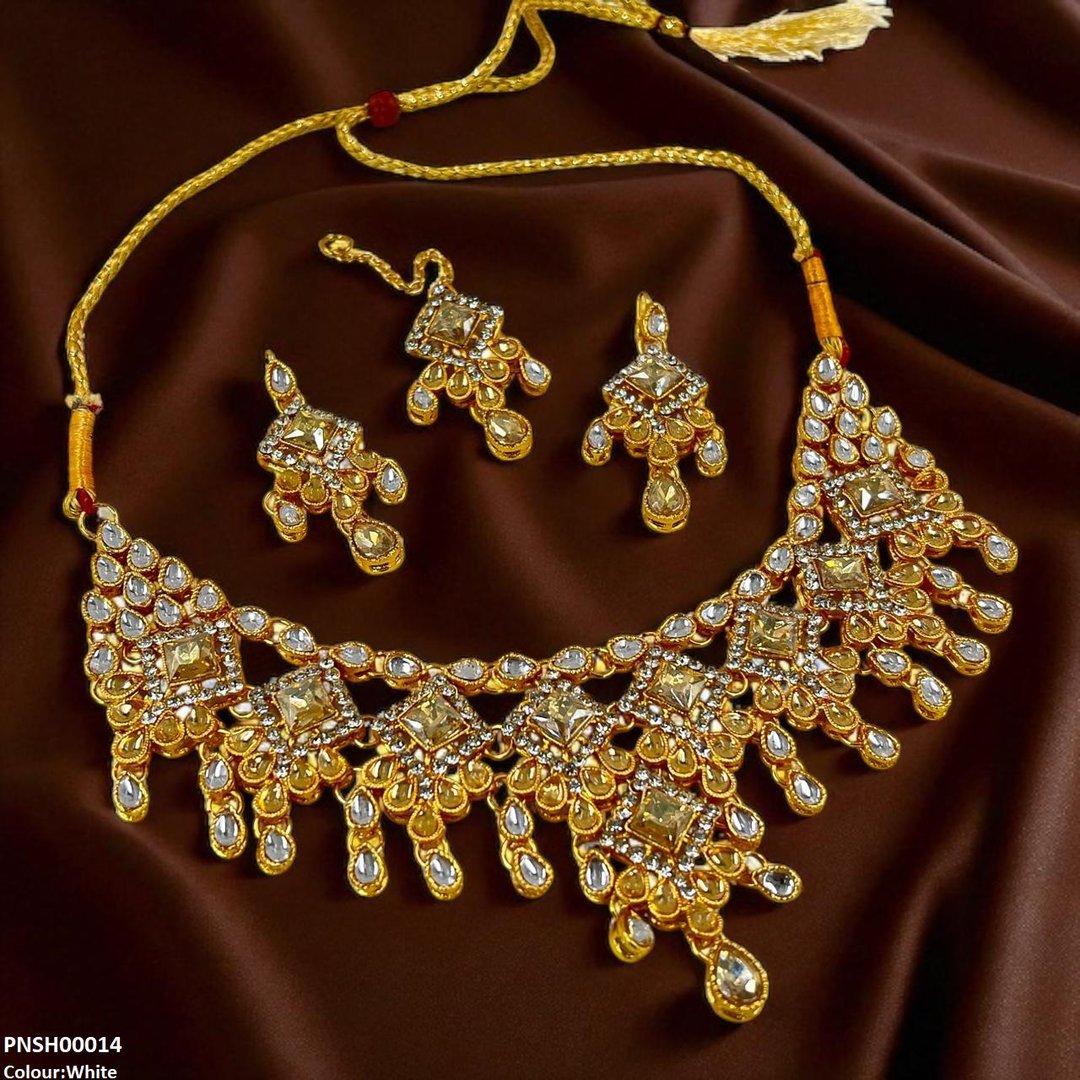 PNSH00014 FRN Sqyare/Tear Drop Necklace Set - PNSH