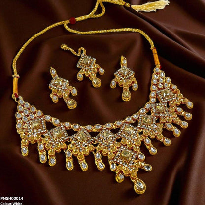 PNSH00014 FRN Sqyare/Tear Drop Necklace Set - PNSH