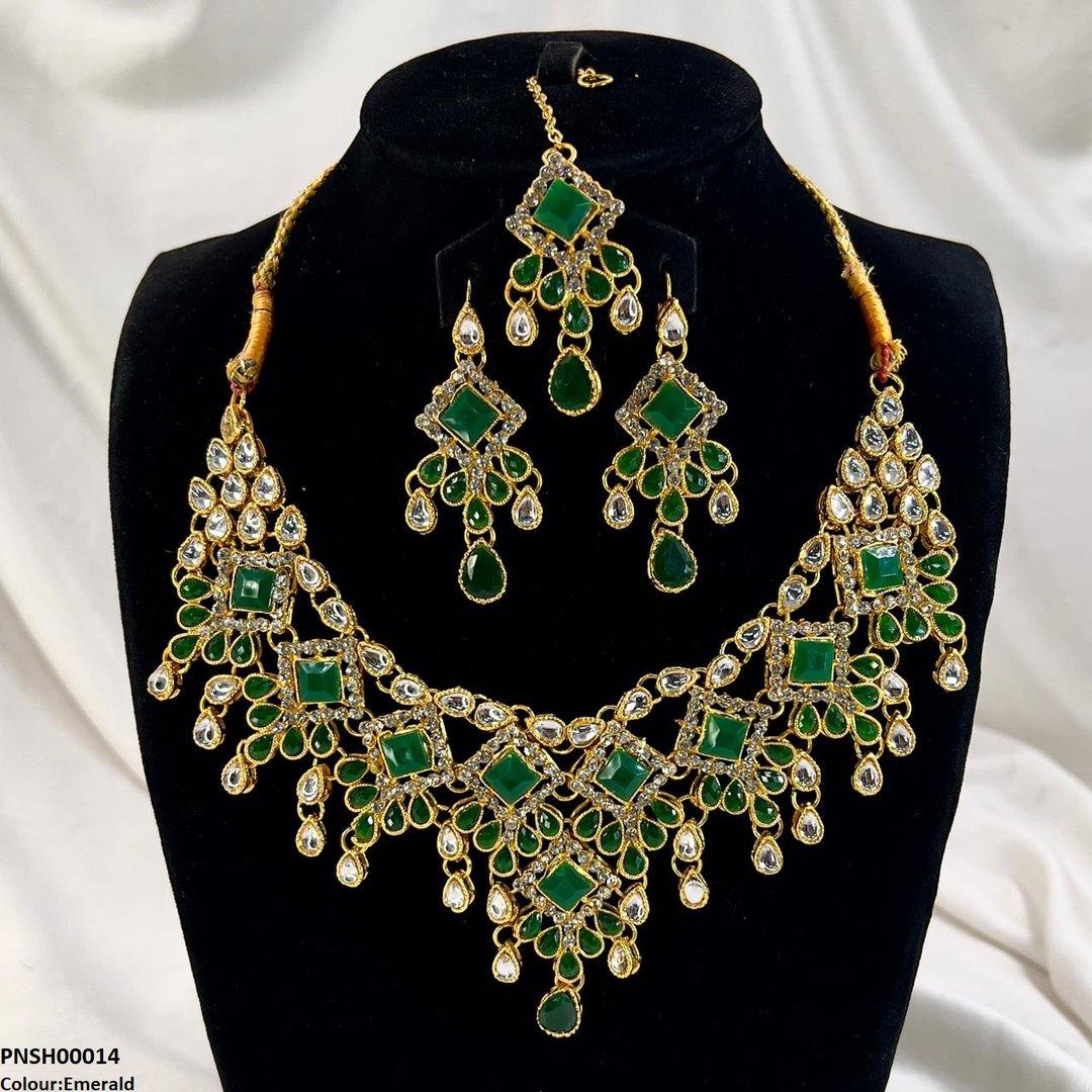 PNSH00014 FRN Sqyare/Tear Drop Necklace Set - PNSH