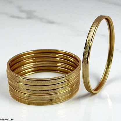 PBRH00180 MZM Plain Bangles 6 Pcs Set - PBRH