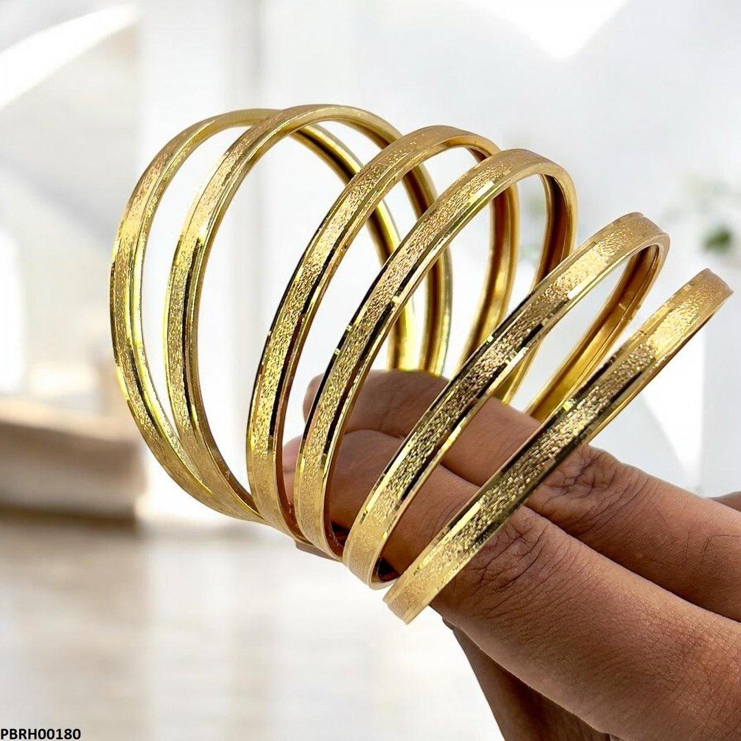 PBRH00180 MZM Plain Bangles 6 Pcs Set - PBRH