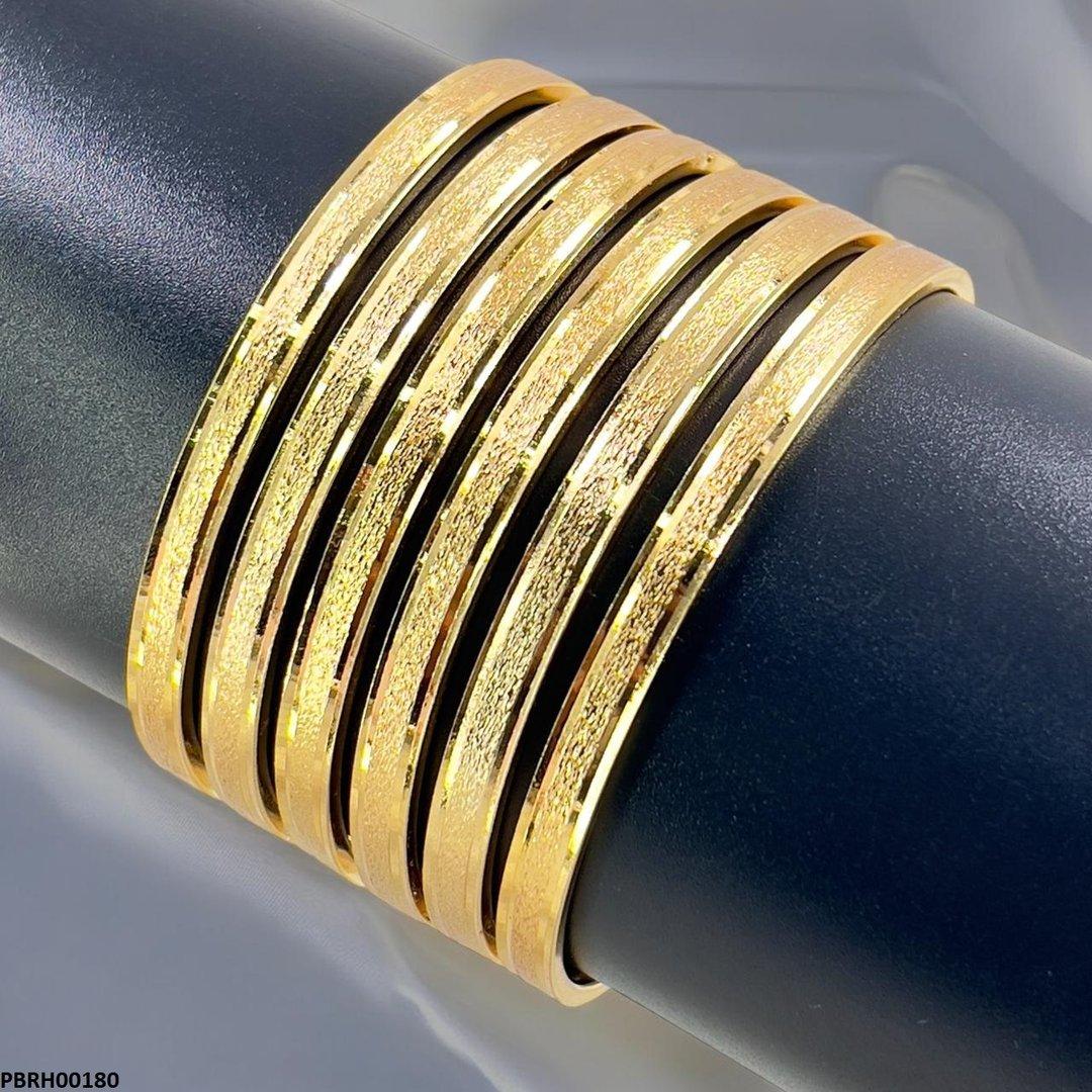 PBRH00180 MZM Plain Bangles 6 Pcs Set - PBRH