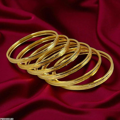 PBRH00180 MZM Plain Bangles 6 Pcs Set - PBRH
