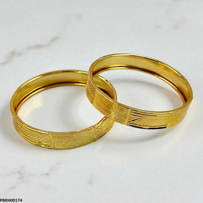 PBRH00174 MZM Textured Flat Bangles 2 Pcs Set - PBRH