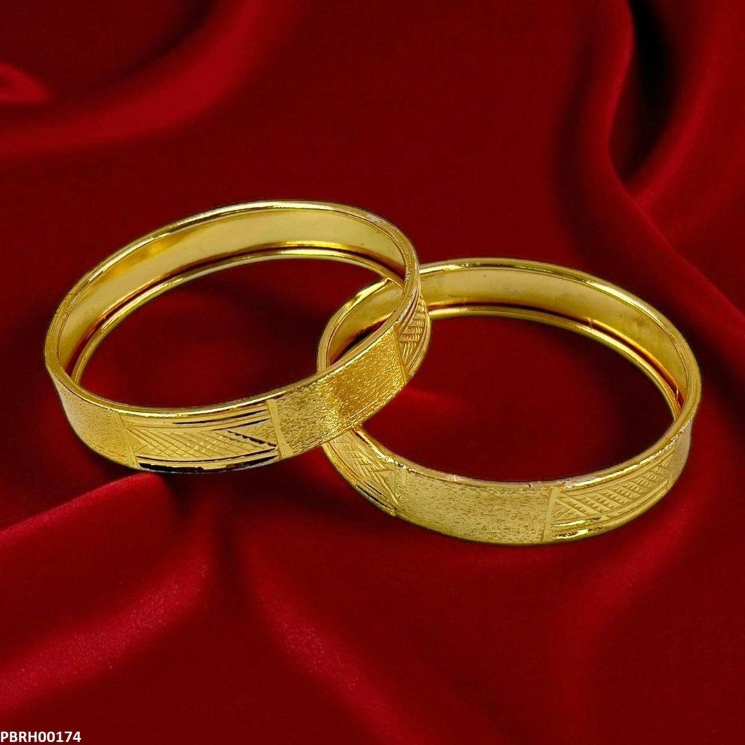 PBRH00174 MZM Textured Flat Bangles 2 Pcs Set - PBRH