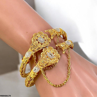 PBRH00179 MZM Flower Beza Hand Bangles Pair - PBRH