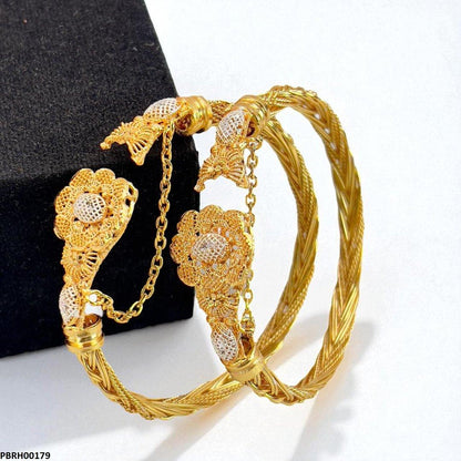 PBRH00179 MZM Flower Beza Hand Bangles Pair - PBRH
