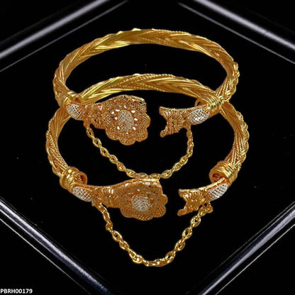 PBRH00179 MZM Flower Beza Hand Bangles Pair - PBRH