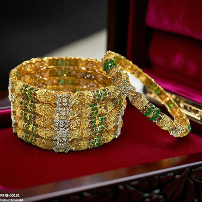 PBRH00191 SDQ Flower Bangles 6 Pcs Set - PBRH
