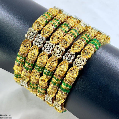 PBRH00191 SDQ Flower Bangles 6 Pcs Set - PBRH