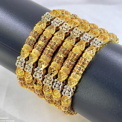 PBRH00191 SDQ Flower Bangles 6 Pcs Set - PBRH