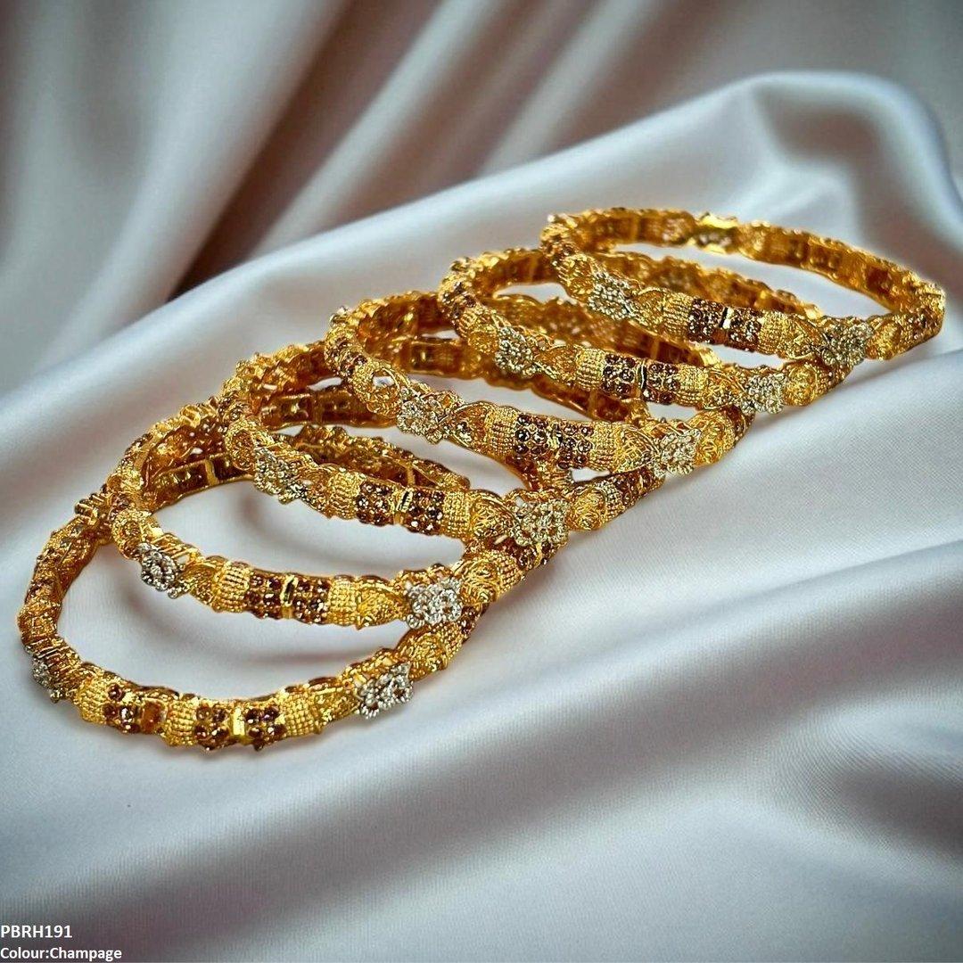 PBRH00191 SDQ Flower Bangles 6 Pcs Set - PBRH