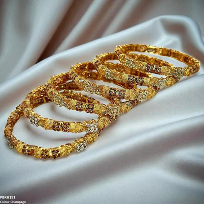 PBRH00191 SDQ Flower Bangles 6 Pcs Set - PBRH