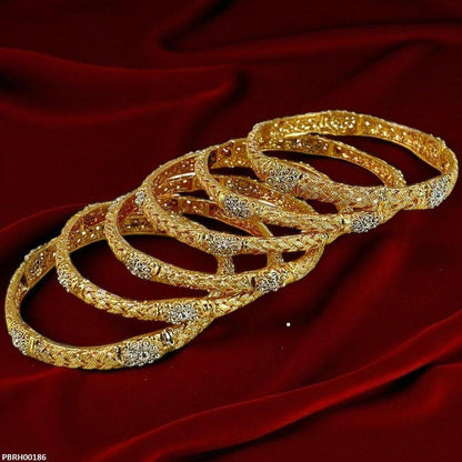 PBRH00186 SDQ Filigree Flower Bangles 6 Pcs Set - PBRH