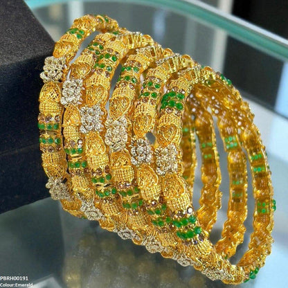 PBRH00191 SDQ Flower Bangles 6 Pcs Set - PBRH