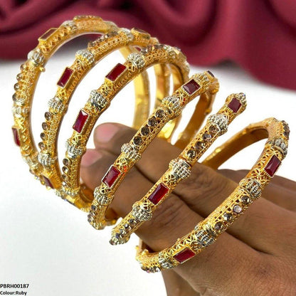 PBRH00187 SDQ Rectangle/Round Bangles 6 Pcs Set - PBRH