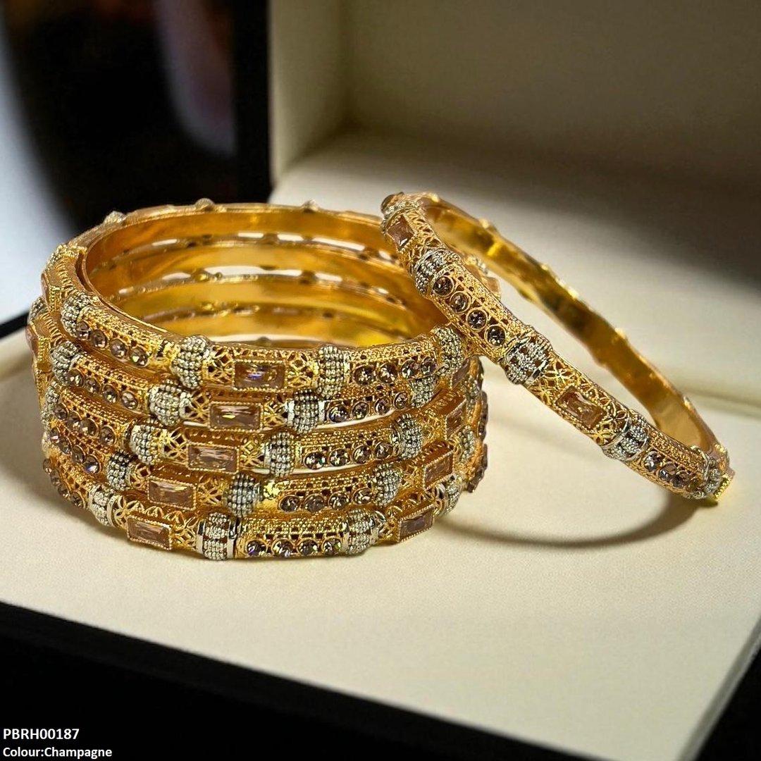 PBRH00187 SDQ Rectangle/Round Bangles 6 Pcs Set - PBRH