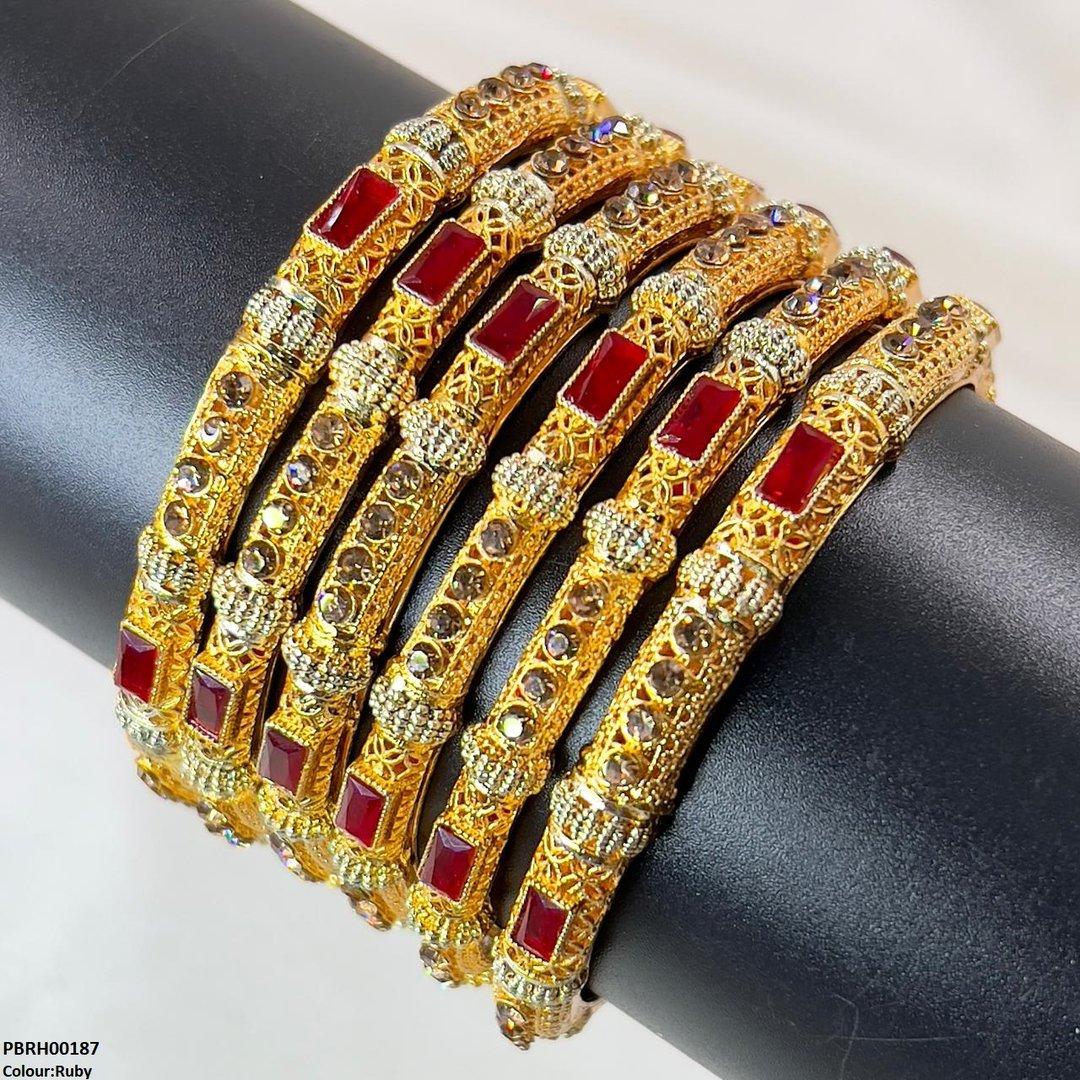 PBRH00187 SDQ Rectangle/Round Bangles 6 Pcs Set - PBRH