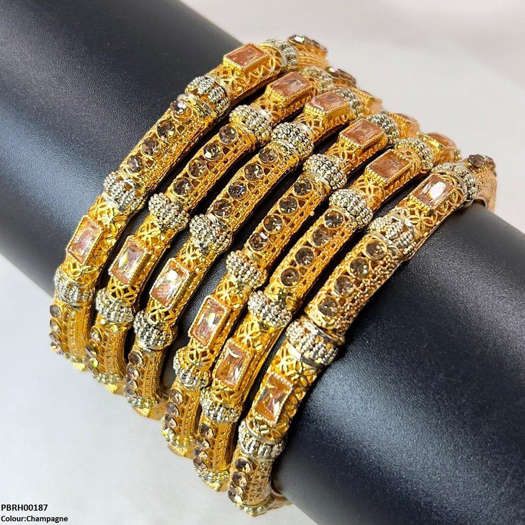 PBRH00187 SDQ Rectangle/Round Bangles 6 Pcs Set - PBRH