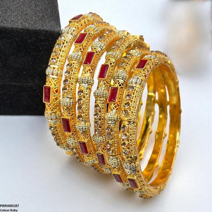PBRH00187 SDQ Rectangle/Round Bangles 6 Pcs Set - PBRH