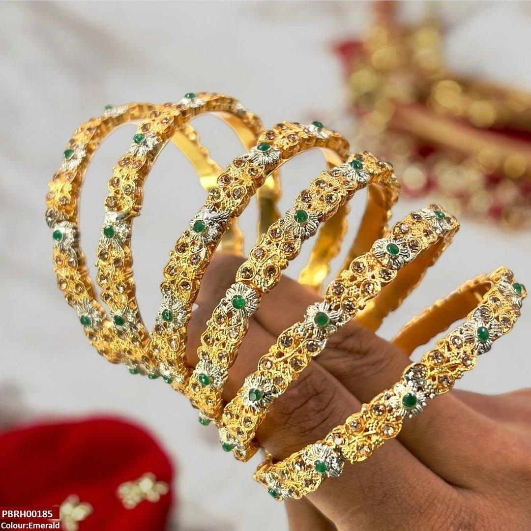 PBRH00185 SDQ Flower/Leaf Bangles 6 Pcs Set - PBRH