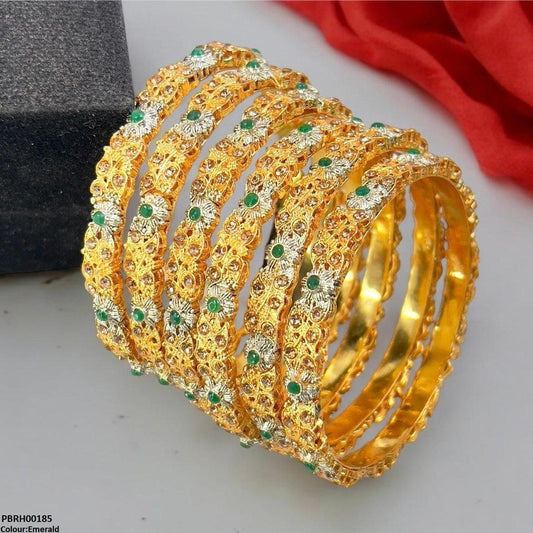 PBRH00185 SDQ Flower/Leaf Bangles 6 Pcs Set - PBRH
