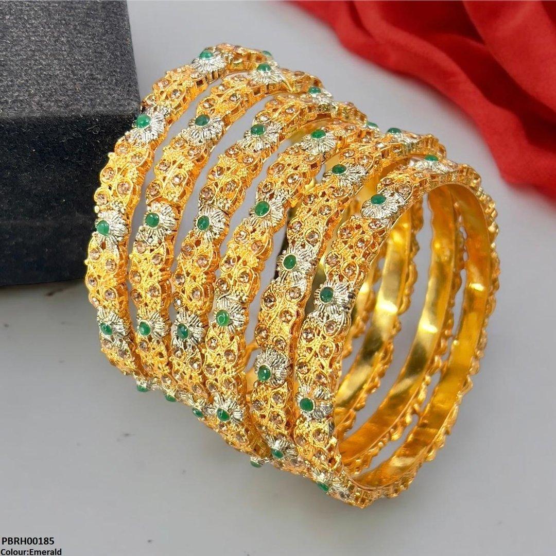 PBRH00185 SDQ Flower/Leaf Bangles 6 Pcs Set - PBRH