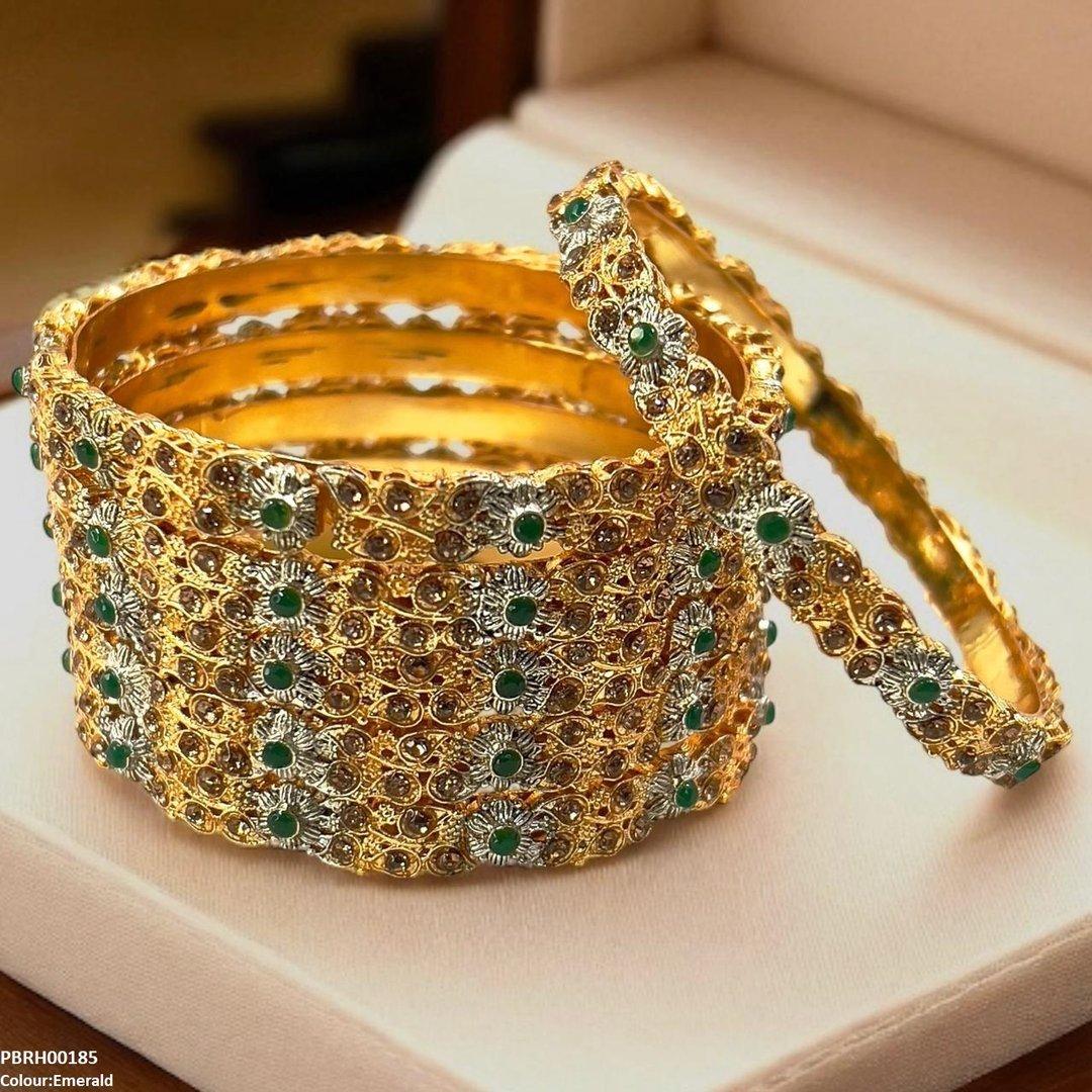 PBRH00185 SDQ Flower/Leaf Bangles 6 Pcs Set - PBRH