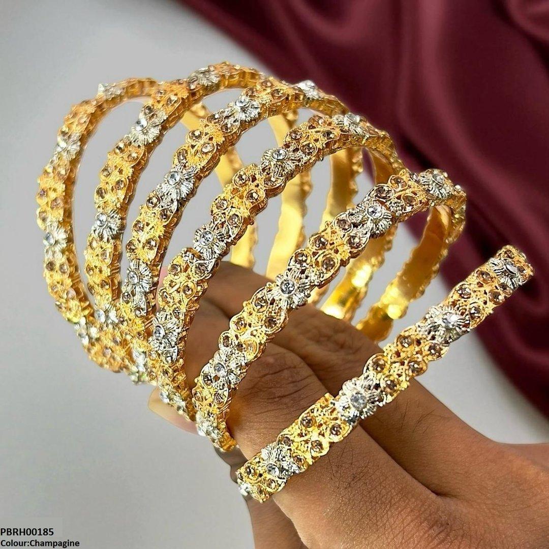 PBRH00185 SDQ Flower/Leaf Bangles 6 Pcs Set - PBRH