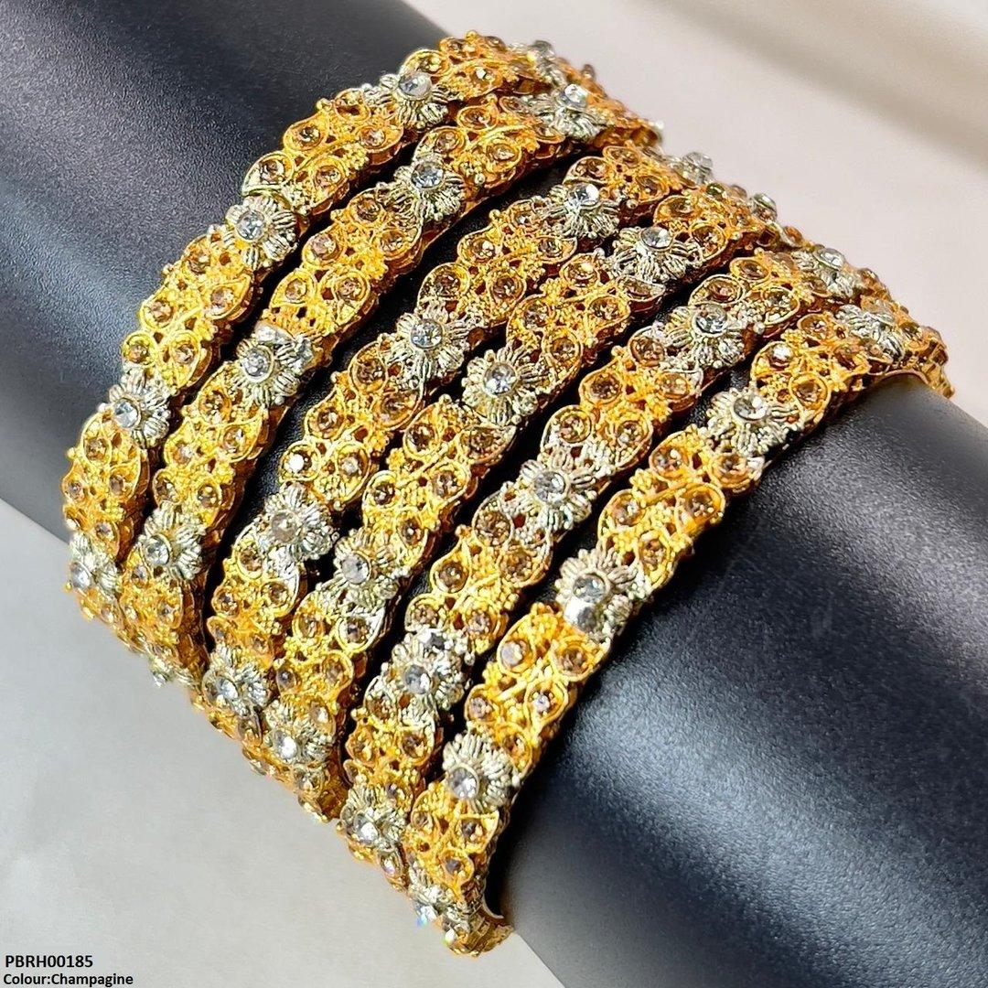 PBRH00185 SDQ Flower/Leaf Bangles 6 Pcs Set - PBRH