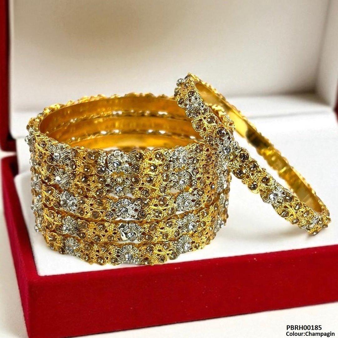 PBRH00185 SDQ Flower/Leaf Bangles 6 Pcs Set - PBRH