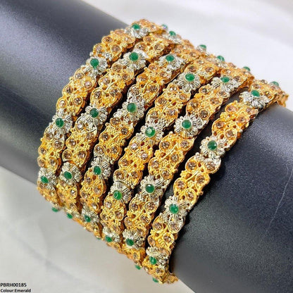 PBRH00185 SDQ Flower/Leaf Bangles 6 Pcs Set - PBRH