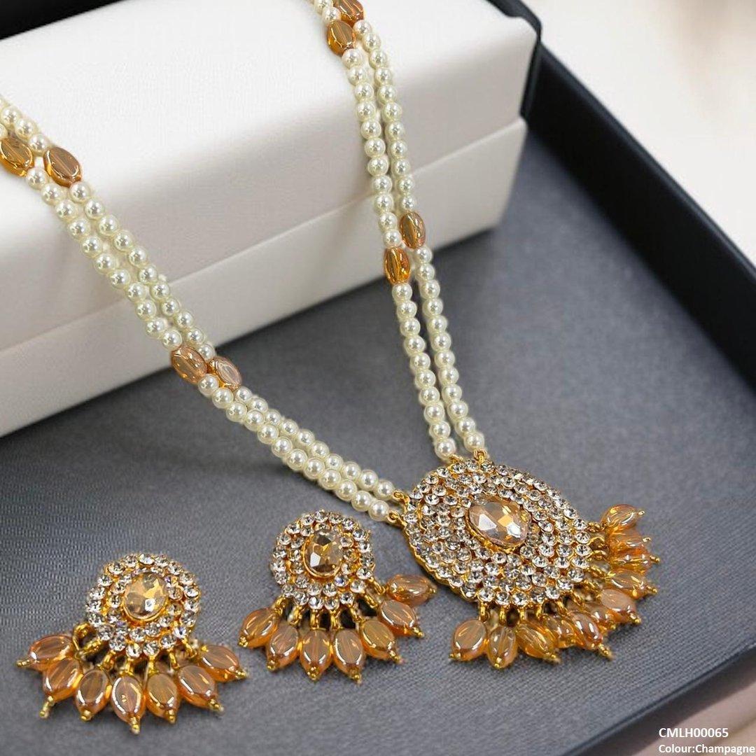 CMLH00065 FRN Oval Pearl Drop Mala Set - CMLH