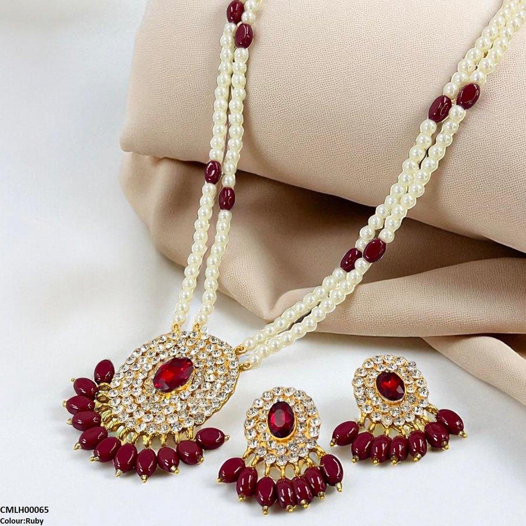 CMLH00065 FRN Oval Pearl Drop Mala Set - CMLH