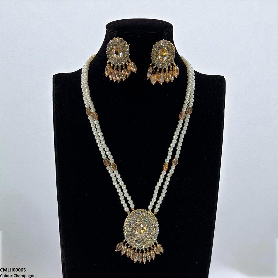 CMLH00065 FRN Oval Pearl Drop Mala Set - CMLH