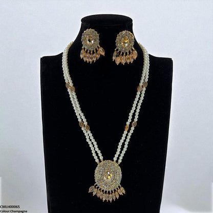 CMLH00065 FRN Oval Pearl Drop Mala Set - CMLH