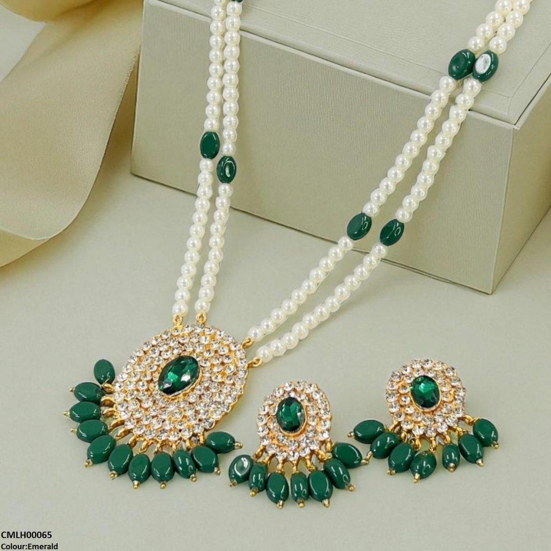 CMLH00065 FRN Oval Pearl Drop Mala Set - CMLH
