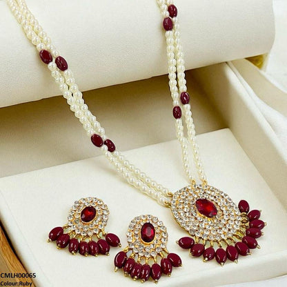 CMLH00065 FRN Oval Pearl Drop Mala Set - CMLH