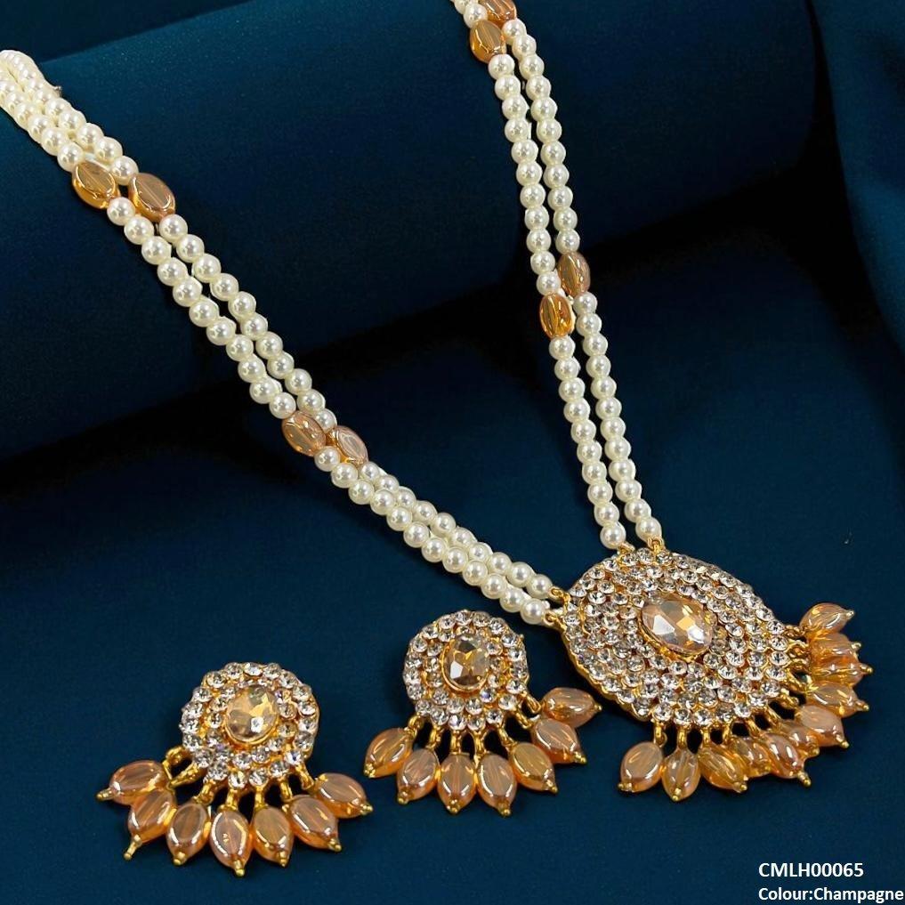 CMLH00065 FRN Oval Pearl Drop Mala Set - CMLH