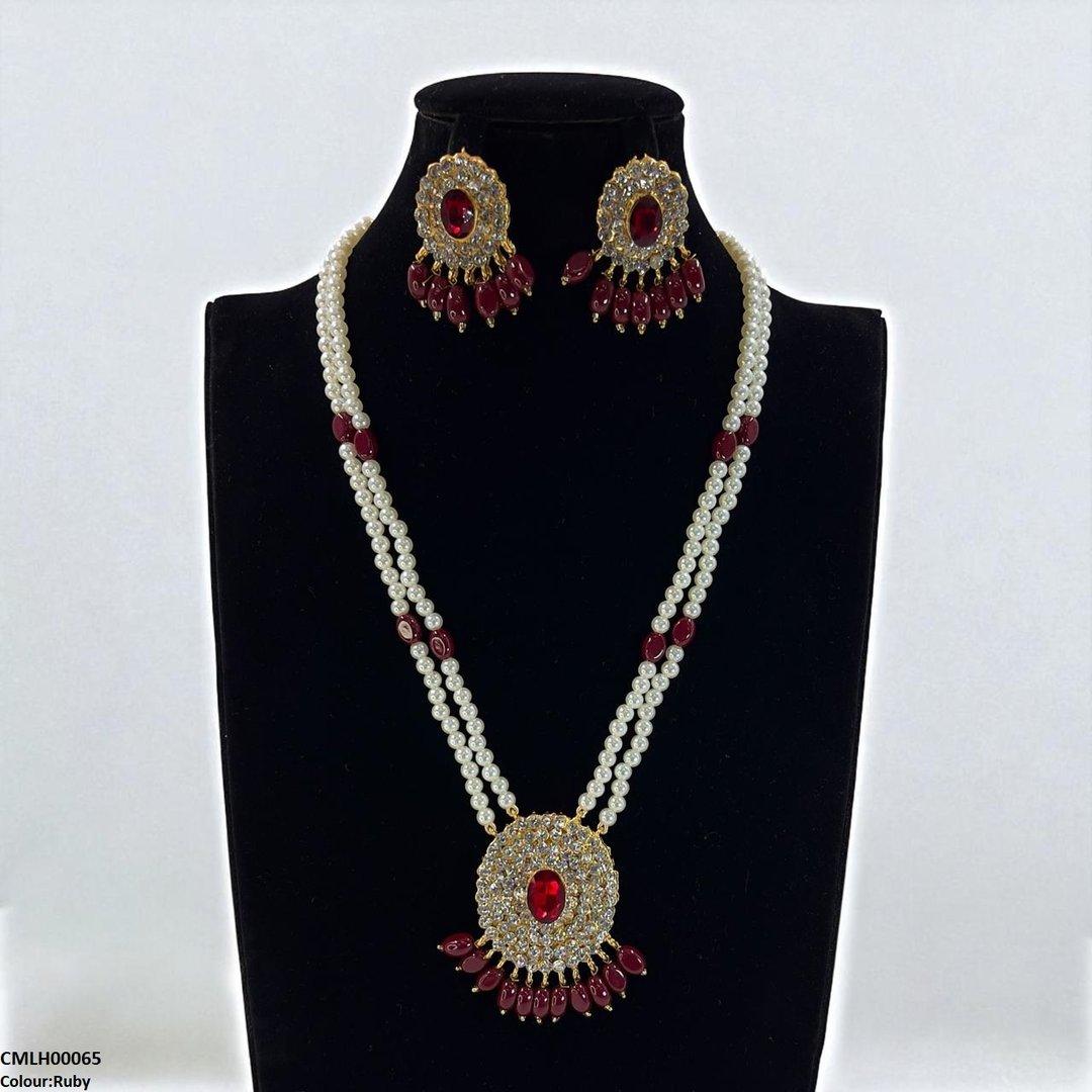 CMLH00065 FRN Oval Pearl Drop Mala Set - CMLH