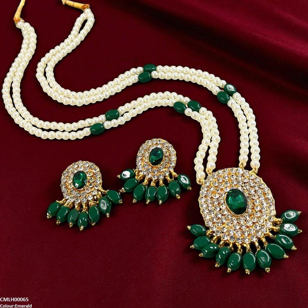 CMLH00065 FRN Oval Pearl Drop Mala Set - CMLH