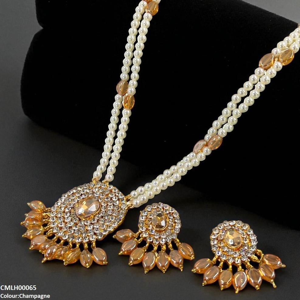 CMLH00065 FRN Oval Pearl Drop Mala Set - CMLH