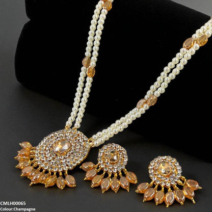 CMLH00065 FRN Oval Pearl Drop Mala Set - CMLH